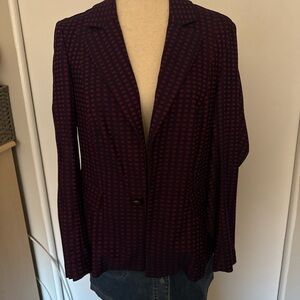 Modcloth burgundy and Black Checkered Blazer 1X